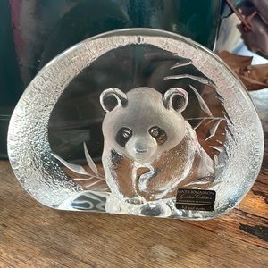 Glass signed paperweight with original sticker